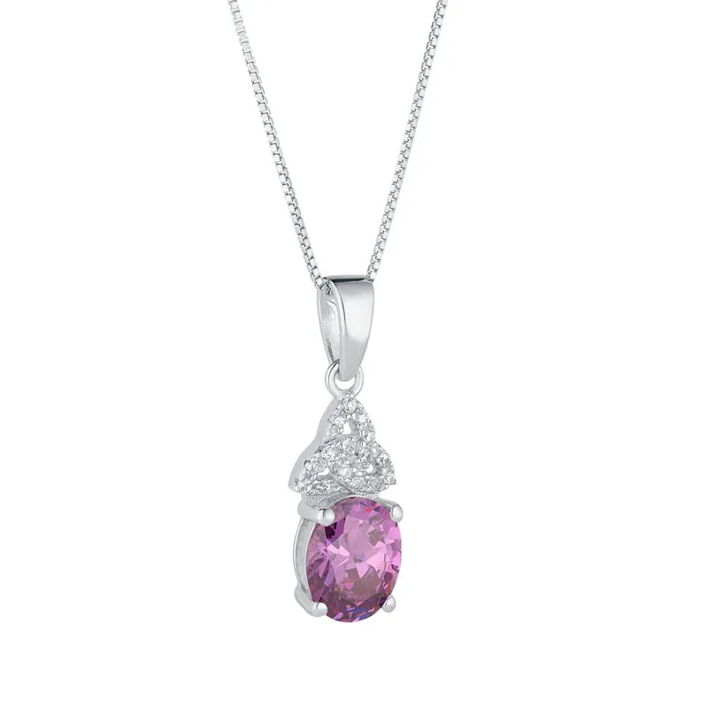 Sterling Silver February Birthstone Trinity Knot Necklace