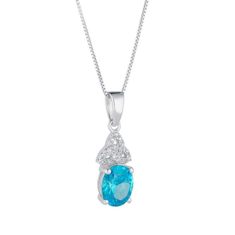 March Birthstone Trinity Knot Necklace in Sterling Silver...