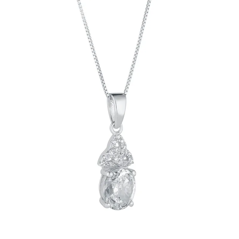 April Birthstone Trinity Knot Necklace in Sterling Silver...