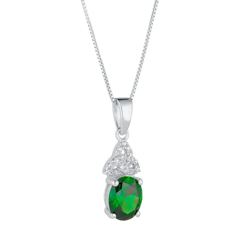 May Birthstone Trinity Knot Necklace in Sterling Silver...