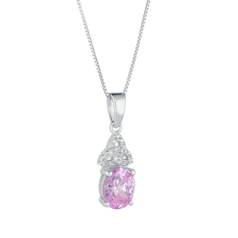 June Birthstone Trinity Knot Necklace in Sterling Silver...