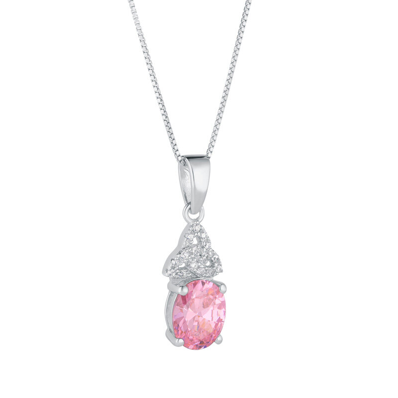October Birthstone Trinity Knot Silver Necklace...