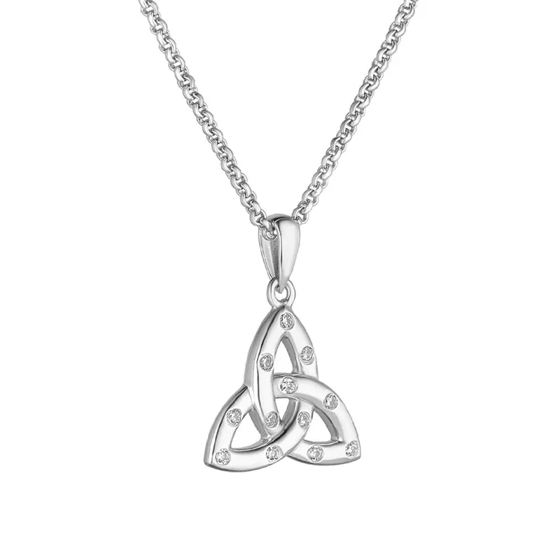 Flush Set Cz Trinity Knot Necklace0...