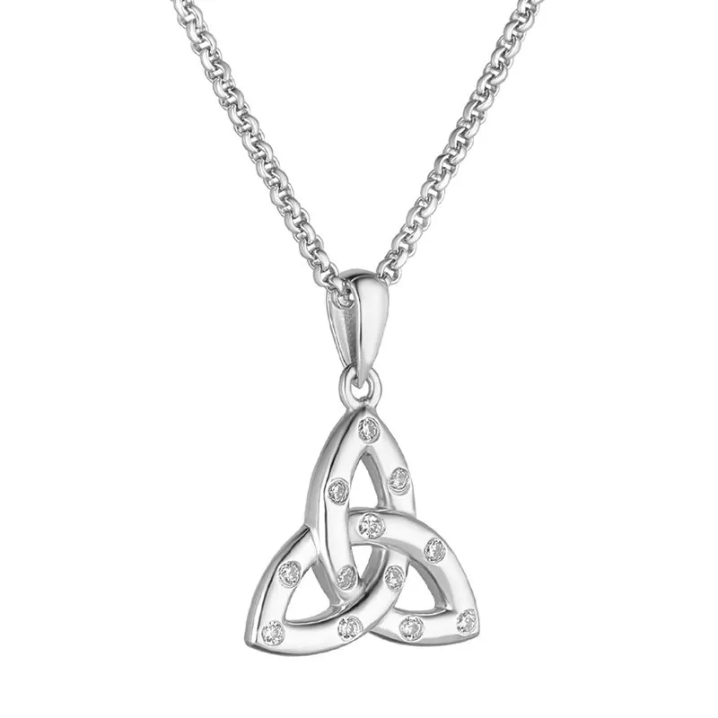 Sterling Silver Trinity Knot Large Pendant With Cubic Zirconia...