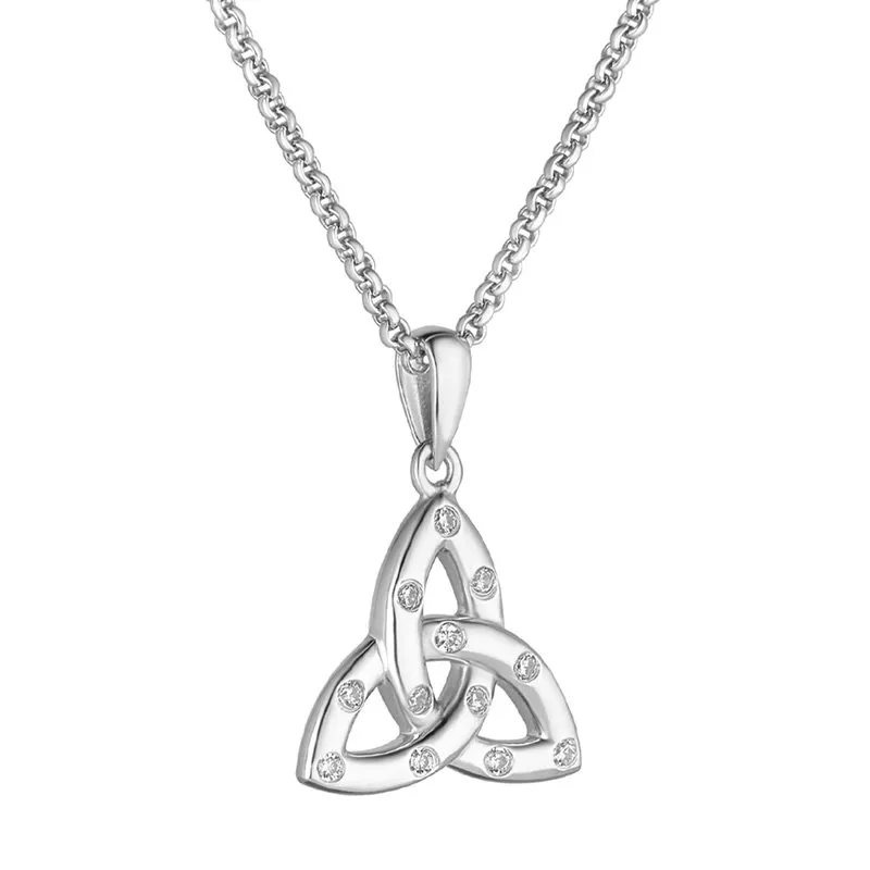 Flush Set Cz Large Trinity Knot Necklace0...