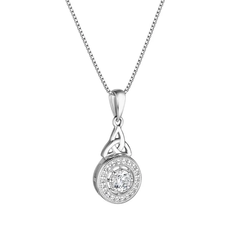 Silver Trinity Knot Necklace With Cubic Zirconia...