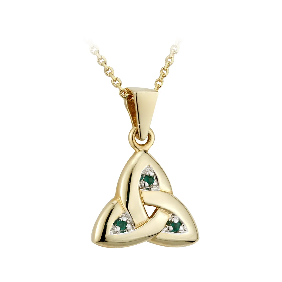14k Gold Emerald Celtic Trinity Knot Necklace...