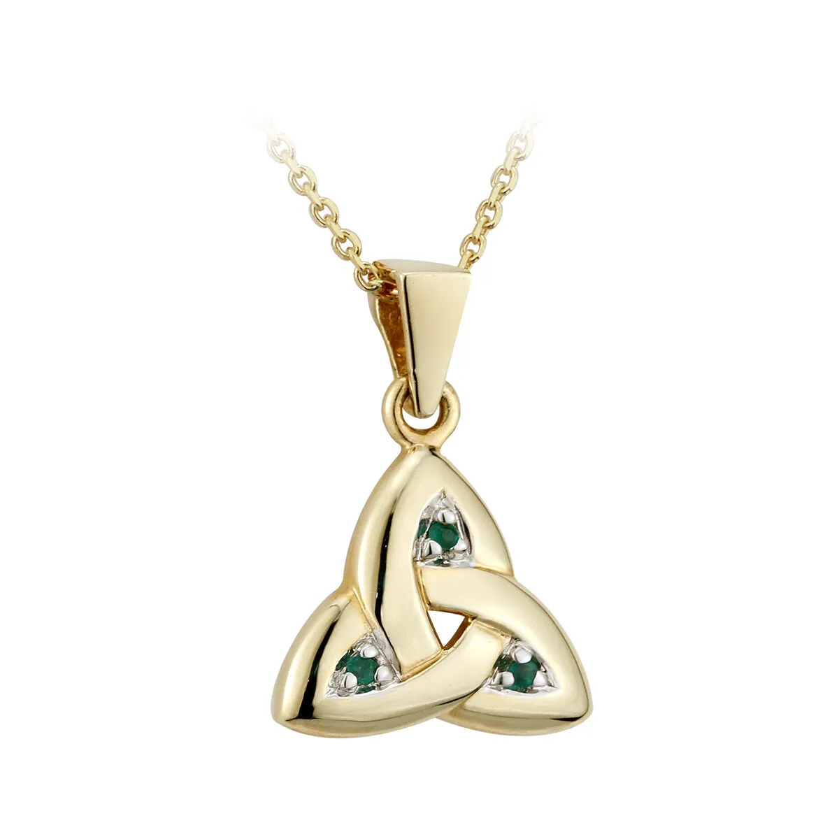 14k Gold Emerald Small Trinity Knot Pednant0...