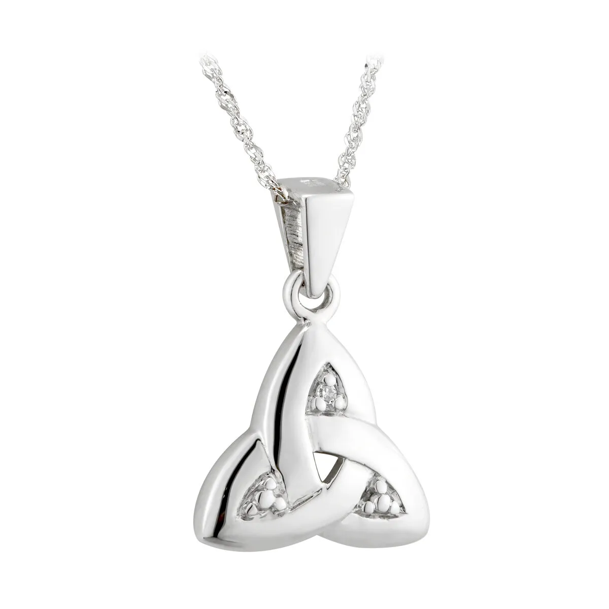 Classic White Gold and Diamond Trinity Knot Pendant...