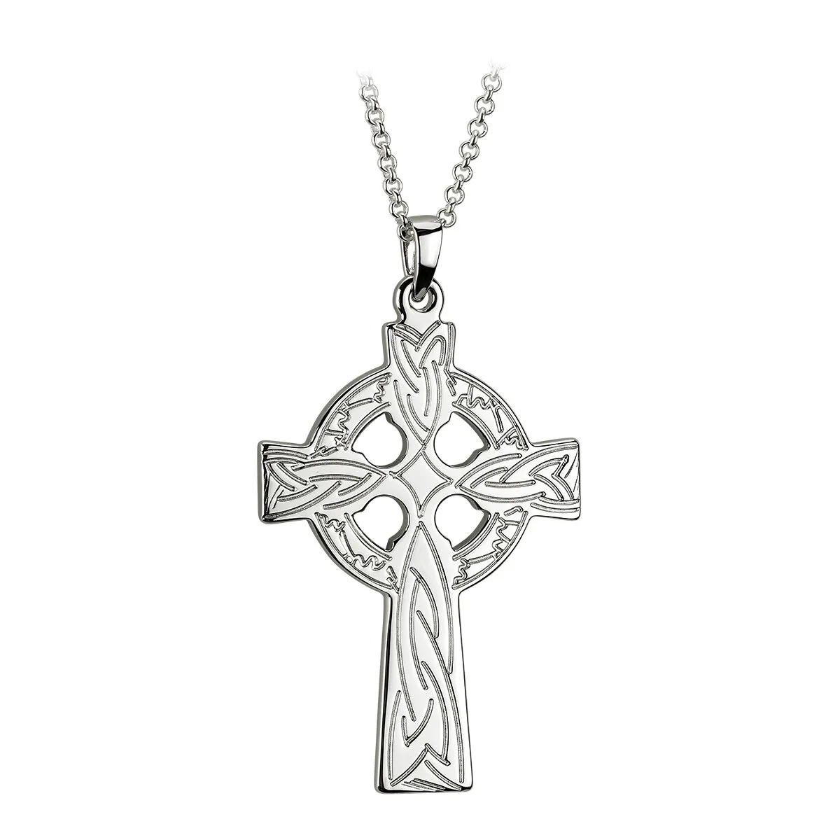 Mens Large Engraved Celtic Cross Pendant0...