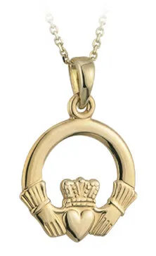 9k Gold Irish Claddagh Pendant...