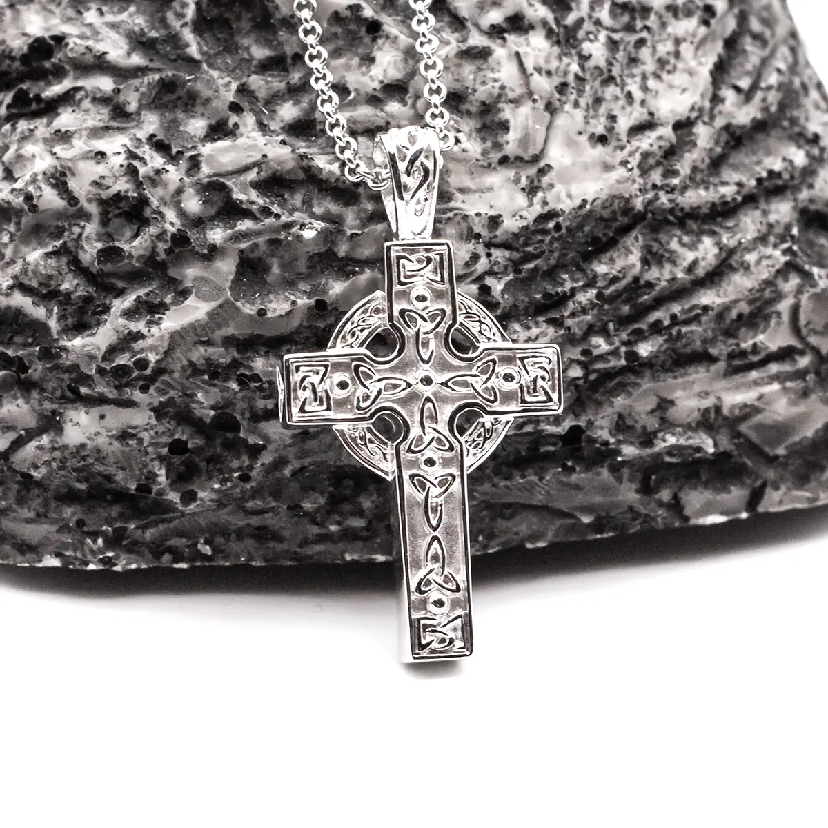 Heavy Silver Celtic Cross Pendant Necklace - Ruby Lane