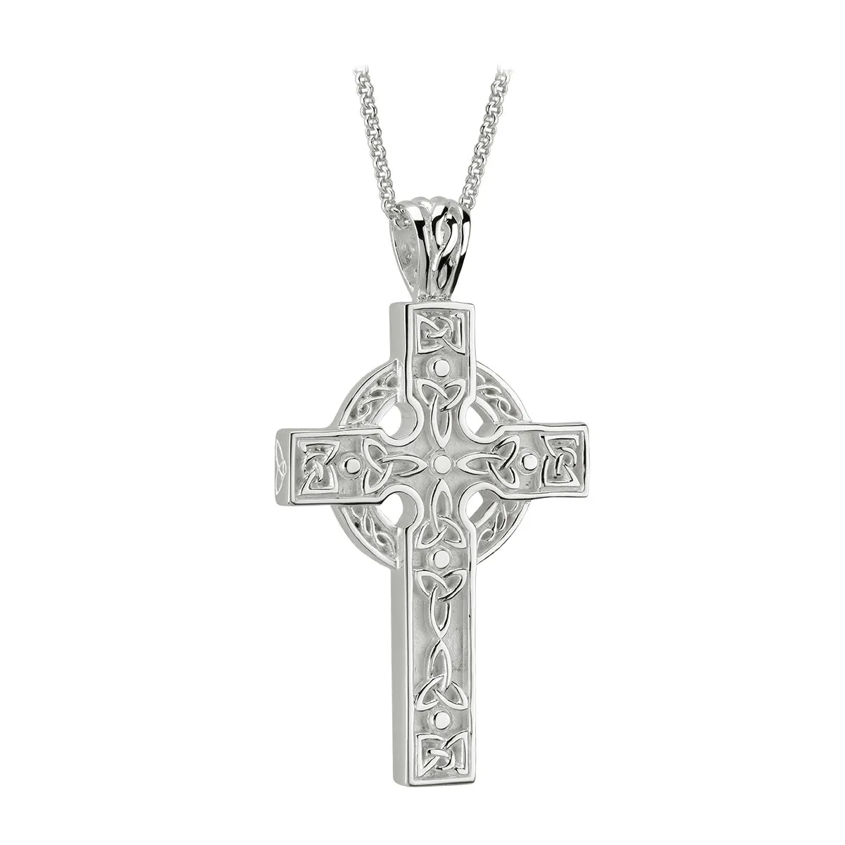 Sterling Silver Heavy Celtic Cross Pendant Large0...