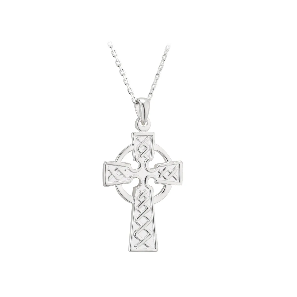 Sterling Silver Embossed Celtic Cross Pendant0...