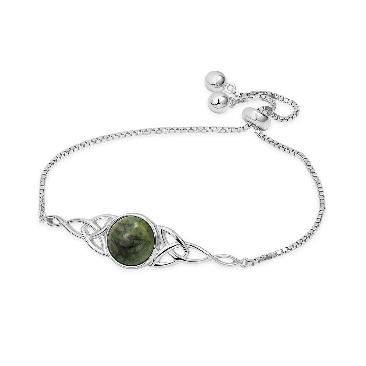 Connemara Marble Silver Trinity Knot Bracelet...