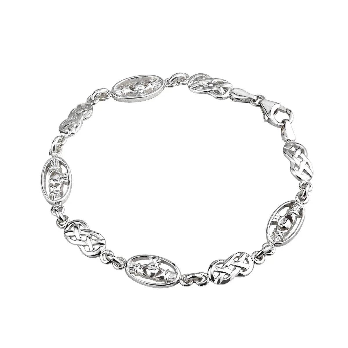 Sterling Silver Claddagh Celtic Links Bracelet0...