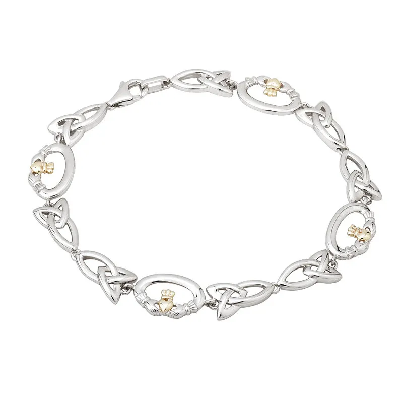 10k Gold And Silver Claddagh Celtic Bracelet...