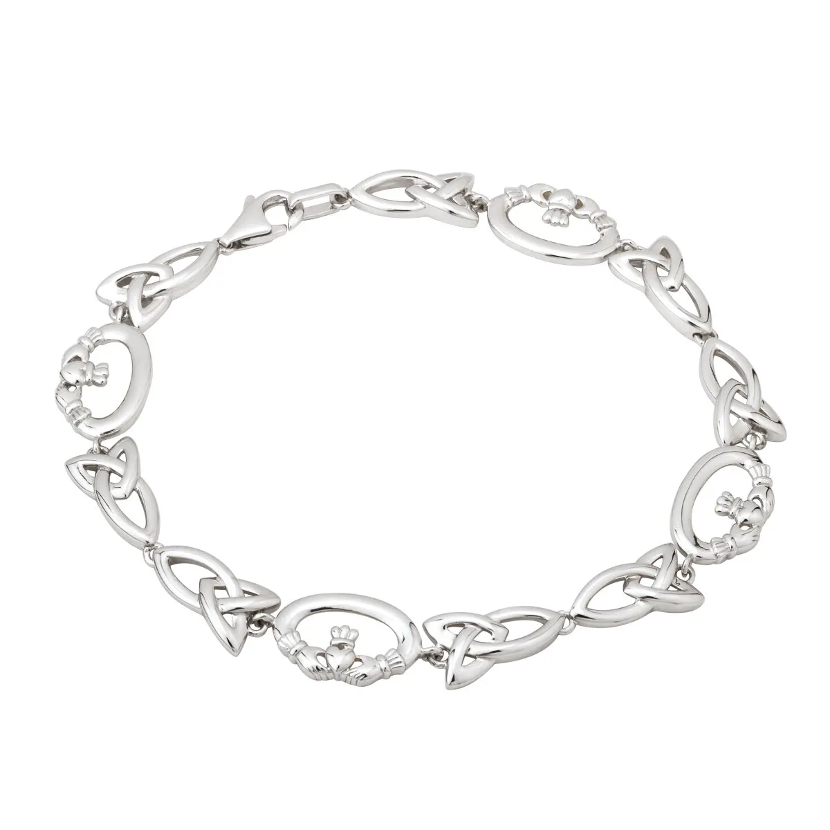 Sterling Silver Claddagh And Trinity Knot Bracelet0...