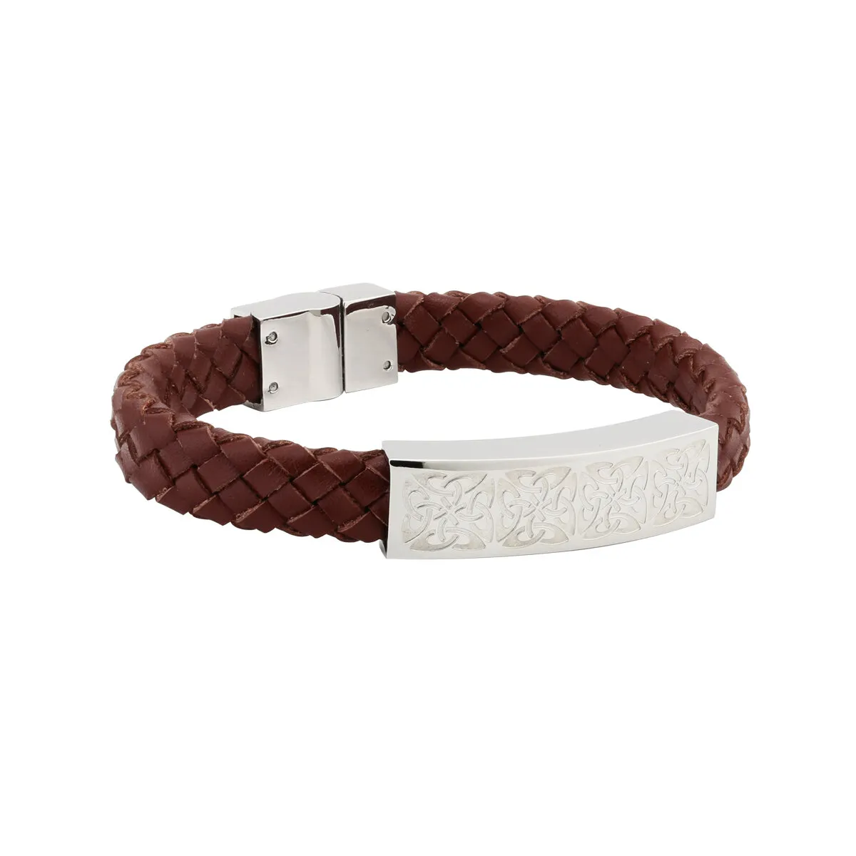 Mens Steel Brown Leather Bracelet0...