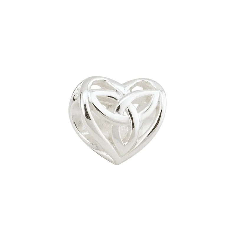 Sterling Silver Filigree Trinity Knot Heart Bead0