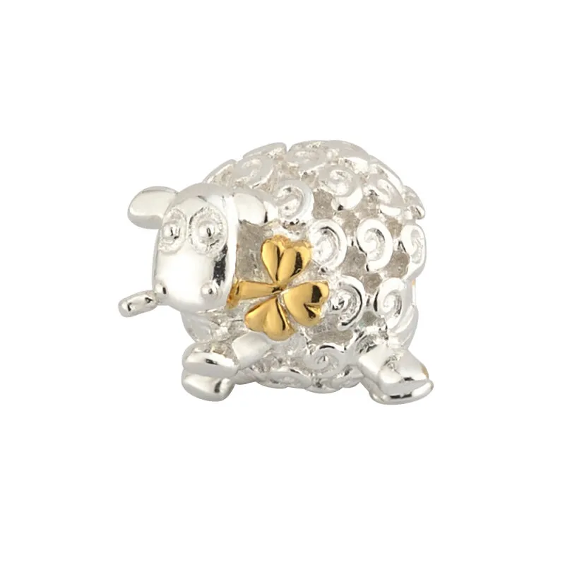 Silver Gold Plated Sheep Bead