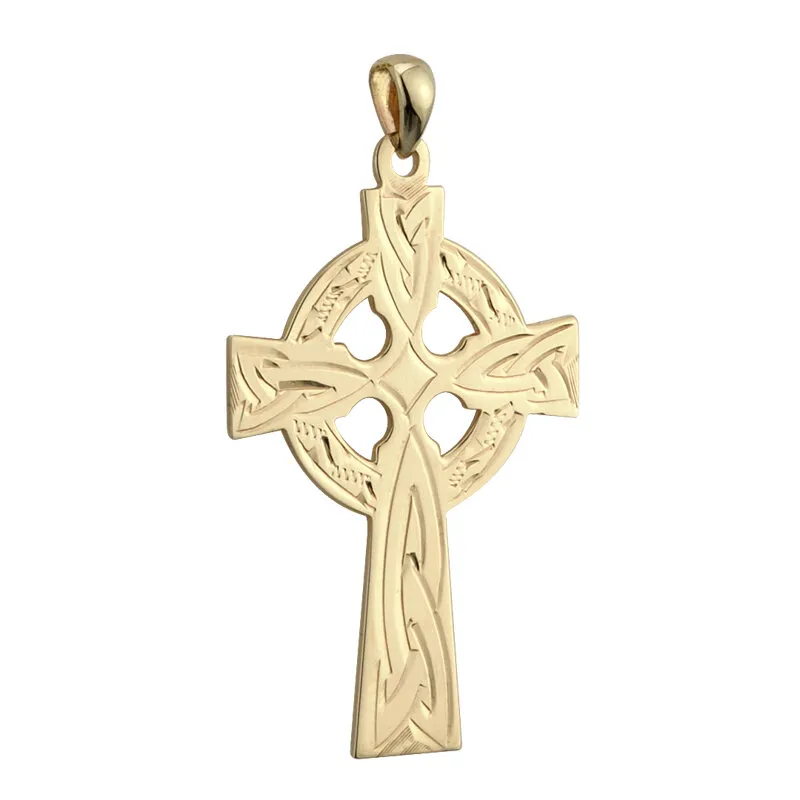 Gold Celtic Cross Charm - Mens - Large