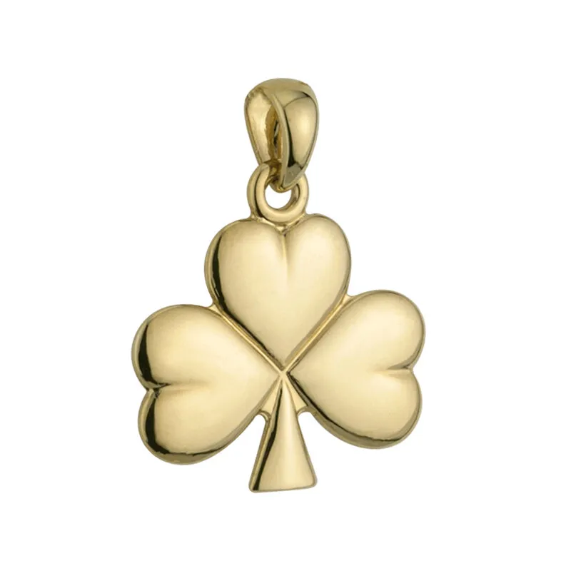 14k Gold Shiny Shamrock Charm Large0...