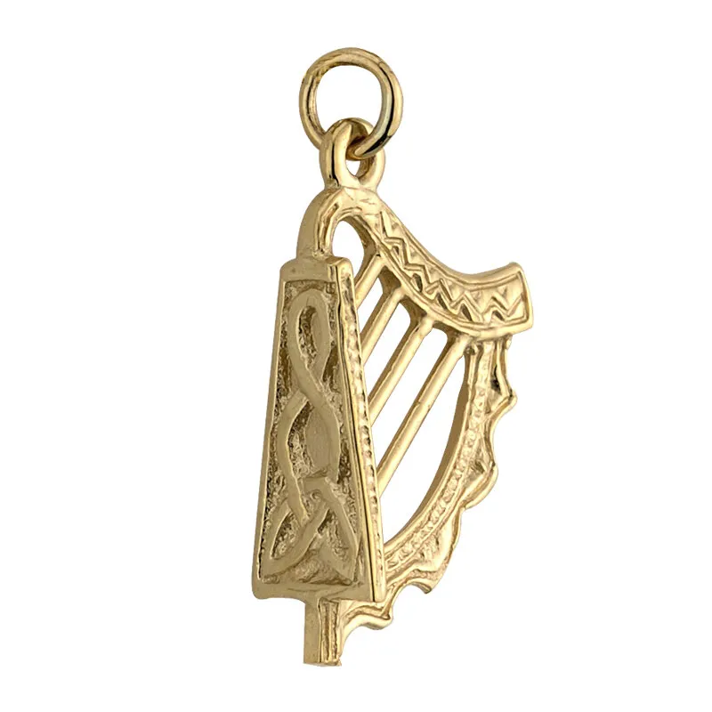 14k Gold Irish Harp Charm Medium0...