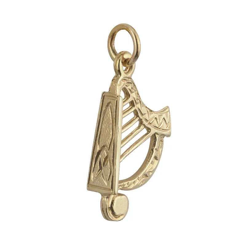 14k Gold Irish Harp Charm Small0