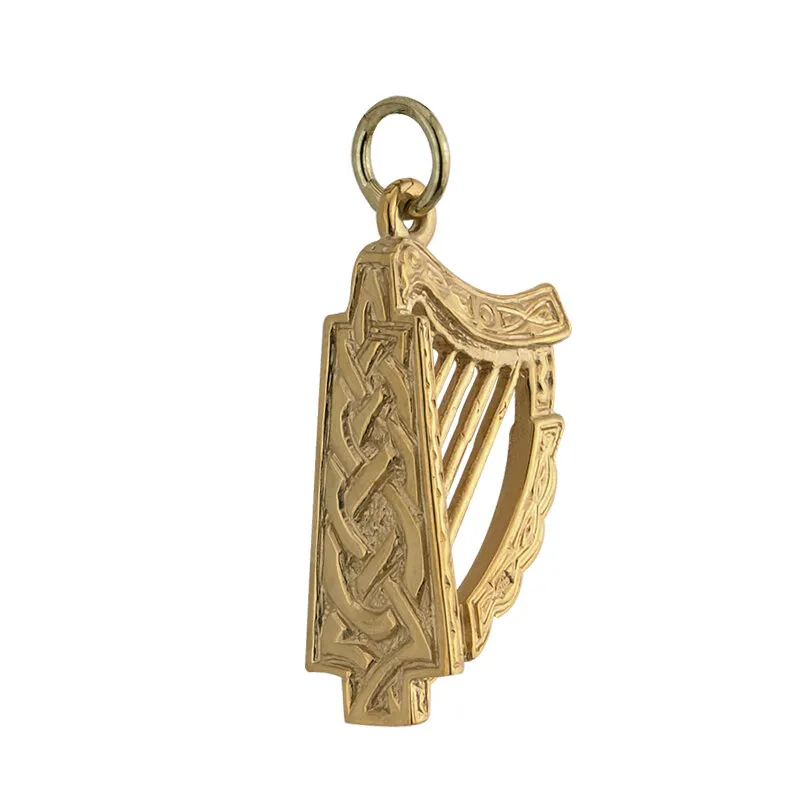 14k Gold Large Irish Harp Charm