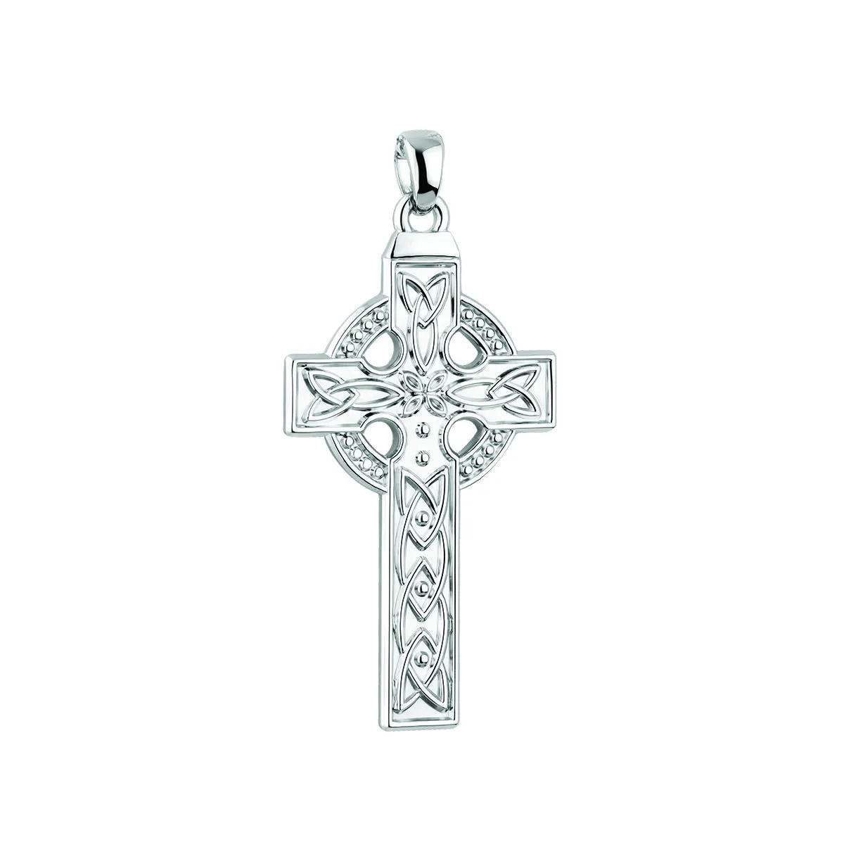 14k White Gold Large Celtic Cross Charm0...