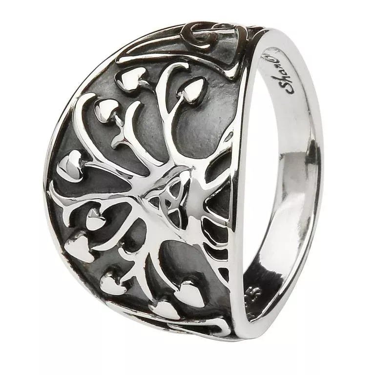 Sterling Silver Oxidized Tree of Life Ring