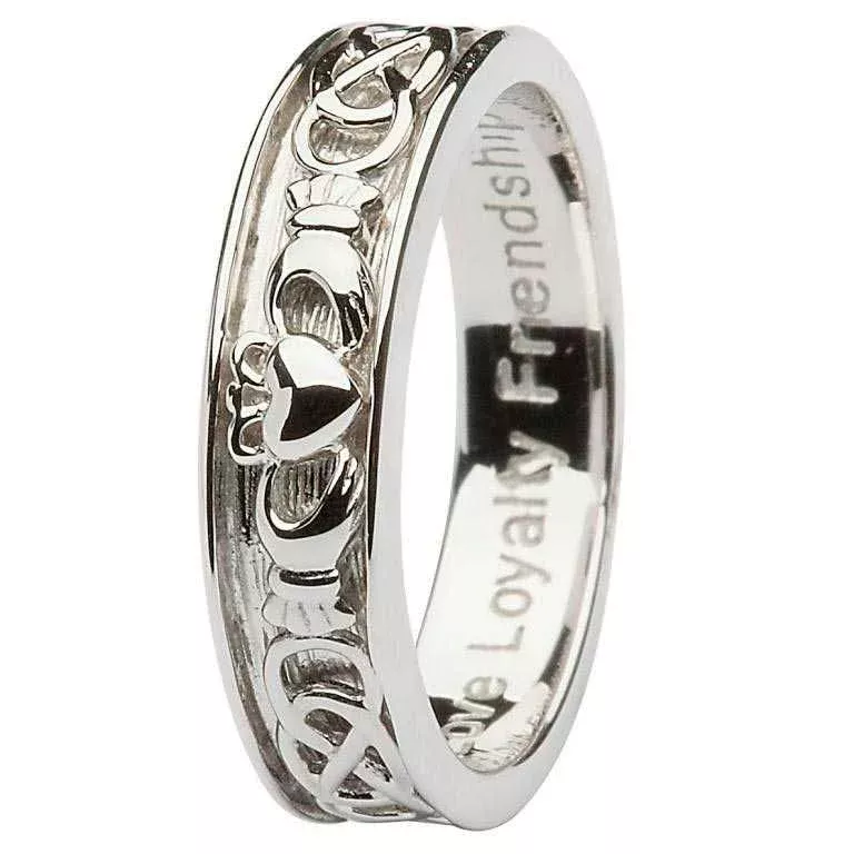1 Gents Silver Claddagh Celtic Wedding Ring SD9 4