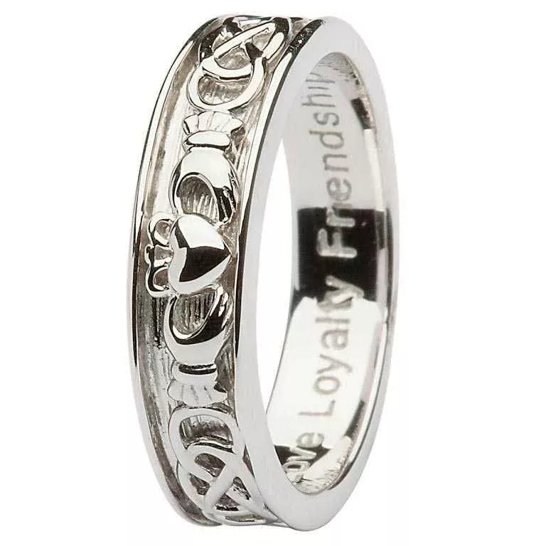 Gents Silver Claddagh Celtic Wedding Ring SD9 4...