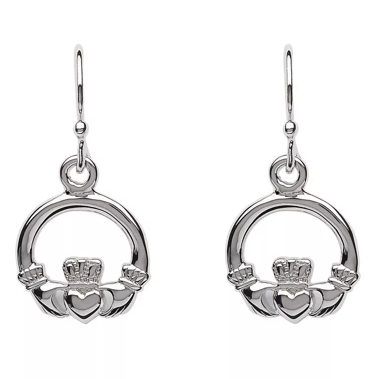 Silver Claddagh Drop Earrings SE2118 4