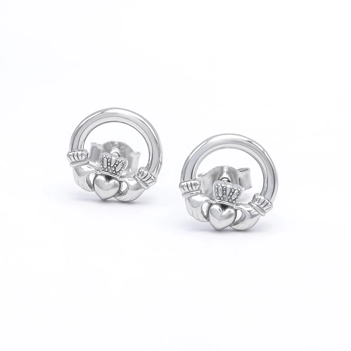 White Gold Claddagh Earrings 1...