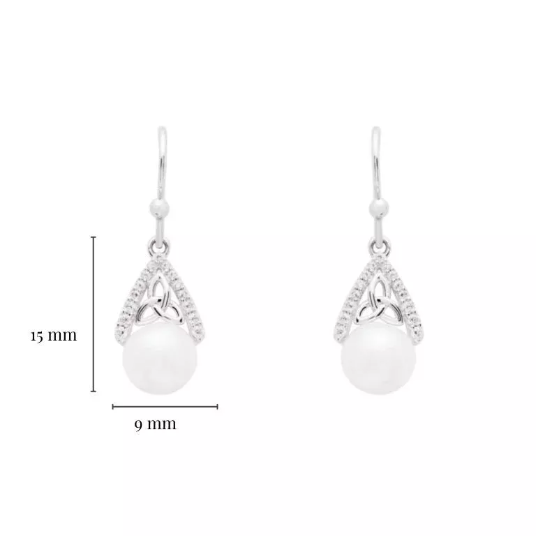 3 Intricate Trinity Knot Pearl Earrings With Measurement