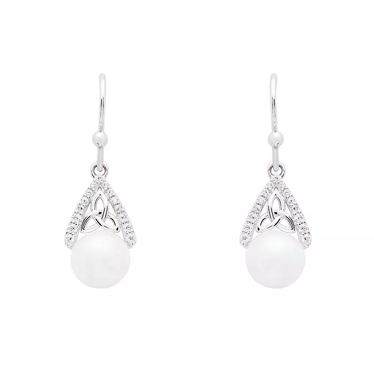 Intricate Trinity Knot Pearl Earrings SE2292