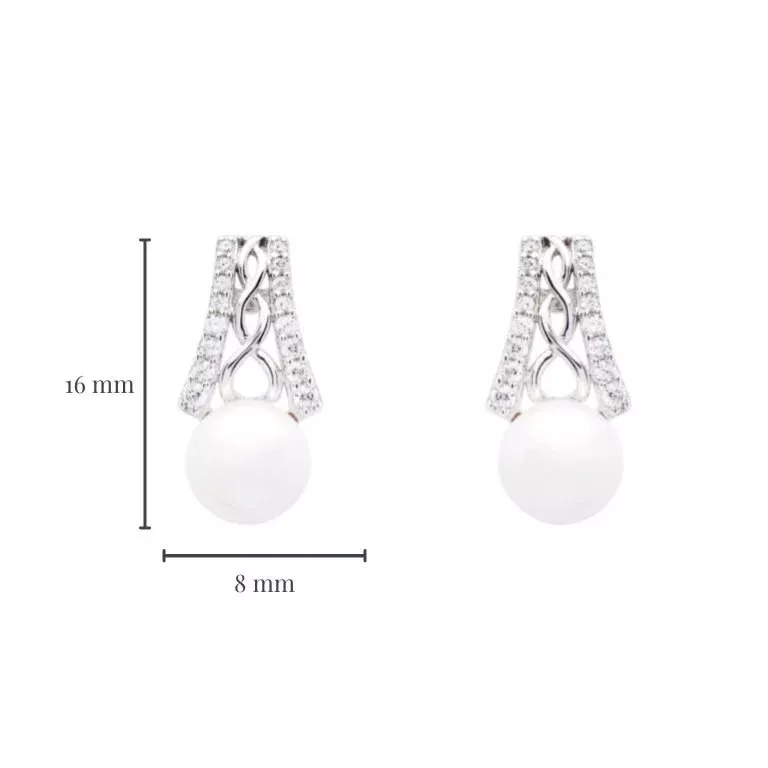 2 Sterling Silver Trinity Knot Pearl Earrings With Measurement