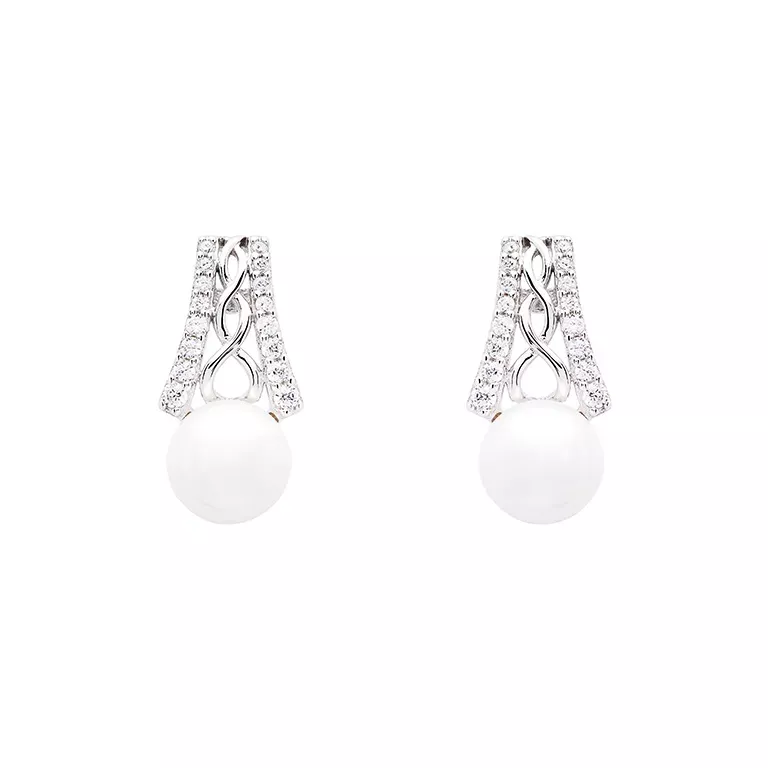Sterling Silver Trinity Knot Pearl Earrings