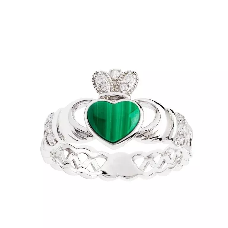 1 Sterling Silver Malachite Claddagh Ring Sl111...