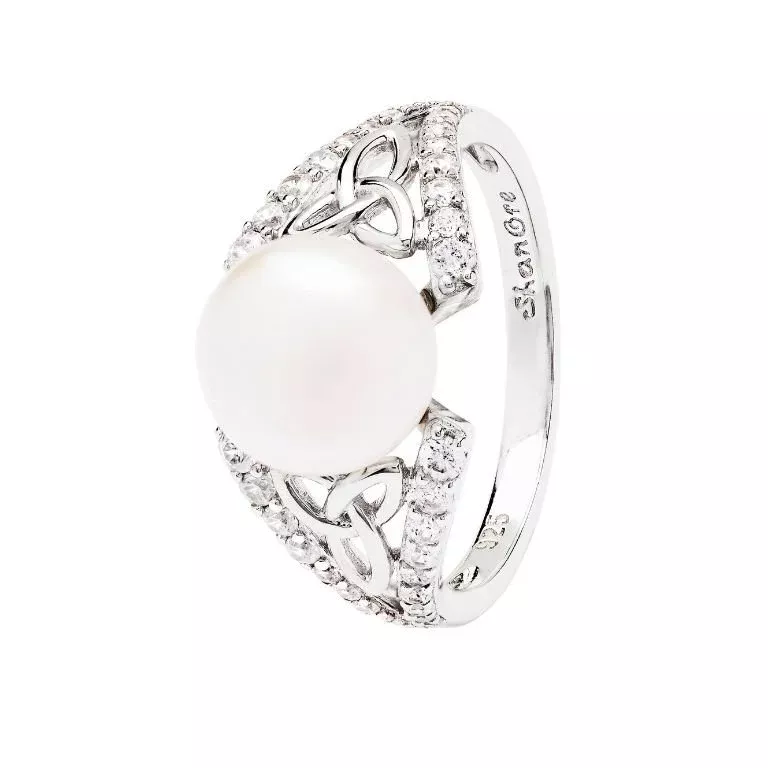 Sterling Silver Celtic Pearl Dress Ring