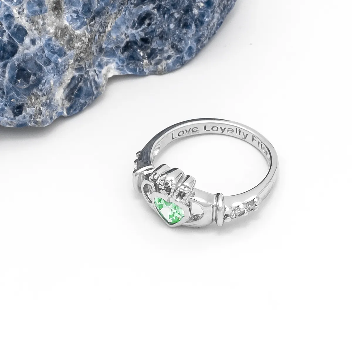 May Birthstone Claddagh Ring - Love, Loyalty, Friendship...