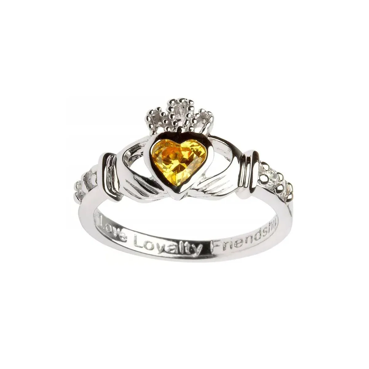 November Birthstone Claddagh Ring - Love, Loyalty, Friendship