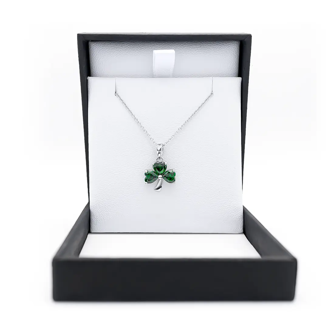 Silver Green Shamrock Necklace 5...