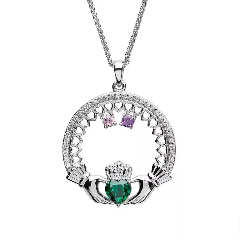 1 Two Stone Family Claddagh Pendant...