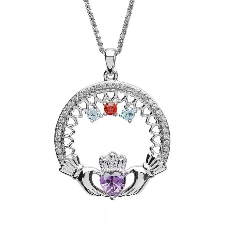 Three Stone Family Claddagh Pendant Photo 1 