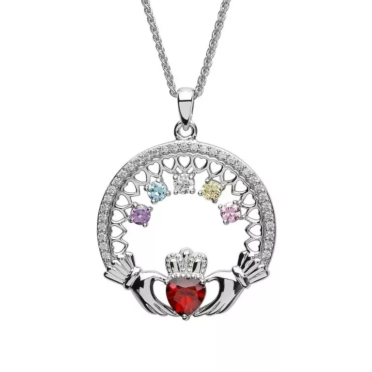 1 Five Stone Family Claddagh Pendant...