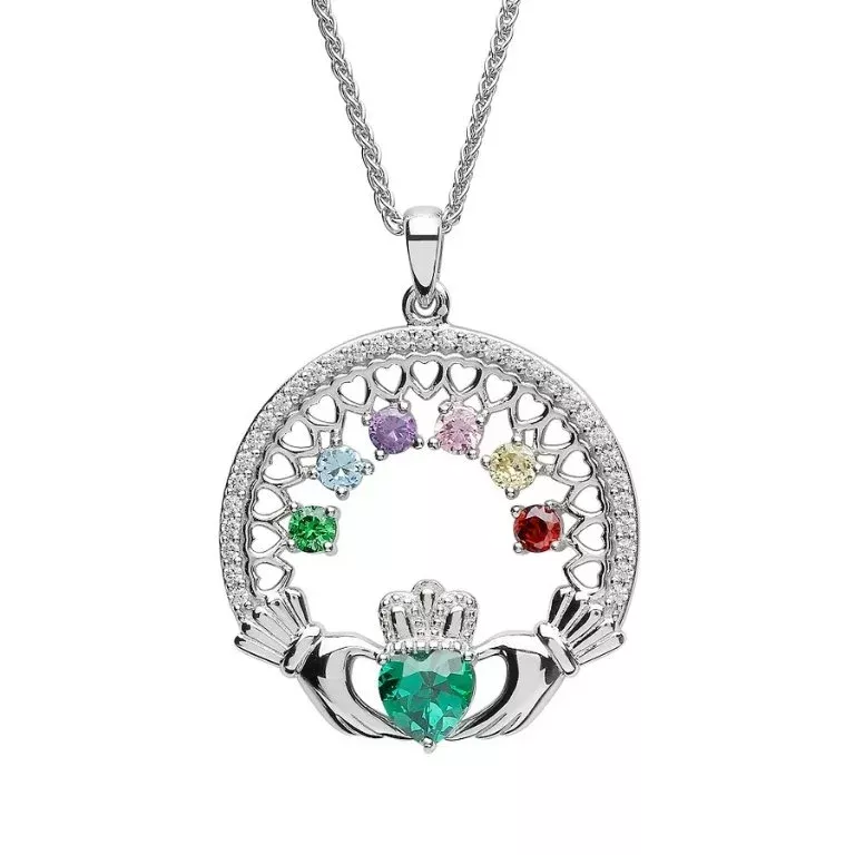 1 Six Stone Family Claddagh Pendant...