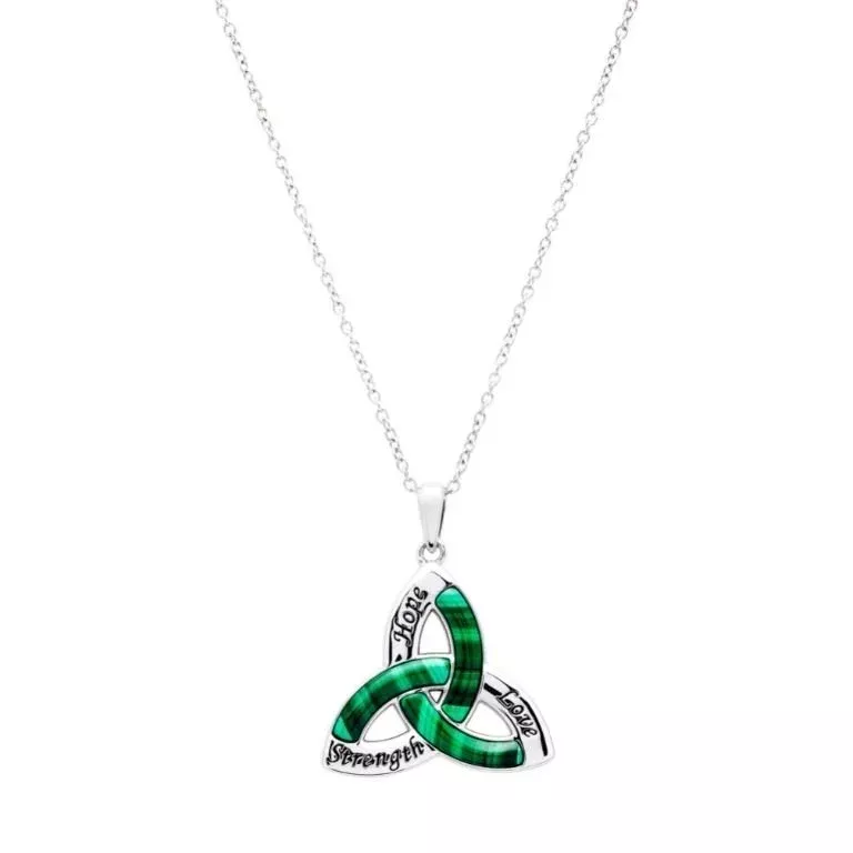 1 Trinity Knot Malachite Pendant In Sterling Silver Sp2282